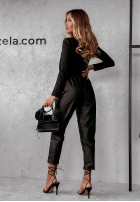 cu aspect cerat Pantaloni Ackerley negre