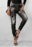 Pantaloni din denim z przetarciami Zip Up gri