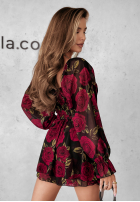 Kwiecista Rochie mini Floral Muse negru-burgundowa