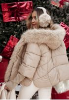 Scurtă pikowana Geacă z futerkiem Frosty Horizon camel