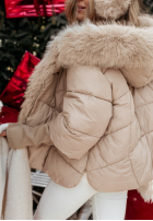Scurtă pikowana Geacă z futerkiem Frosty Horizon camel