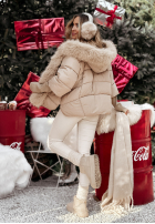 Scurtă pikowana Geacă z futerkiem Frosty Horizon camel