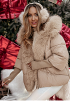 Scurtă pikowana Geacă z futerkiem Frosty Horizon camel