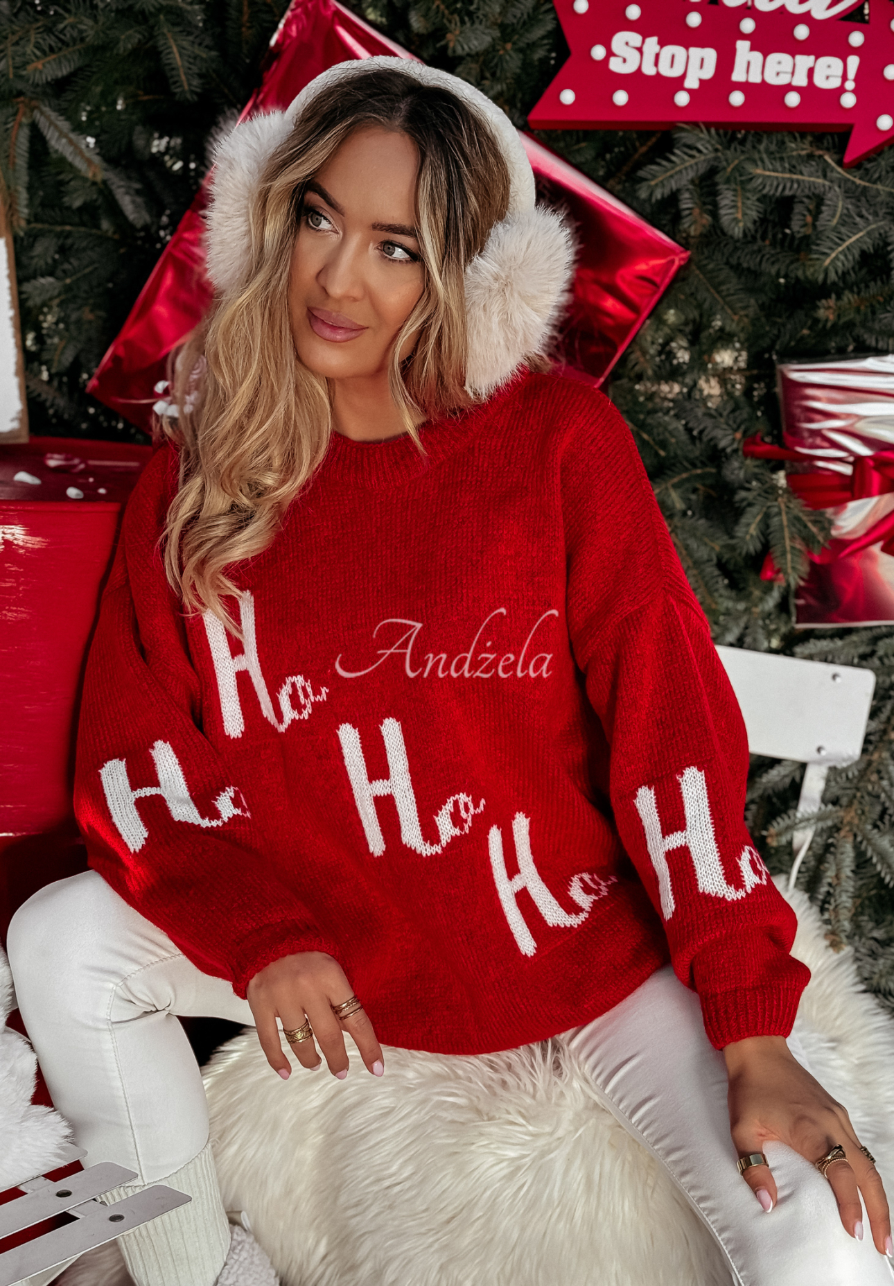 Pulover lung de Crăciun Ho Ho Ho