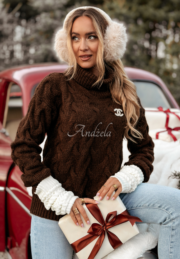 Pulover &icirc;mpletit decorativ Zea cu guler
