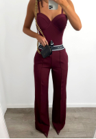 Eleganckie Pantaloni wide leg La Milla Sunshine Elegance burgundowe