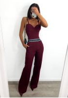 Eleganckie Pantaloni wide leg La Milla Sunshine Elegance burgundowe