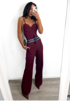 Eleganckie Pantaloni wide leg La Milla Sunshine Elegance burgundowe