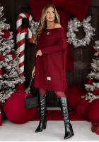 Dzianinowy Pulover Rochie oversize California burgundowy