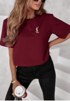 Krótki Tricou Chicky-Chick burgundowy II