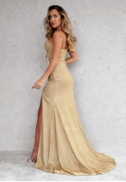 Brokatowa Rochie maxi Diamond Of The Season auriu