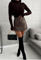 Bluză z longsleeve z półgolfem First Of All ciocolatie