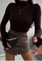Bluză z longsleeve z półgolfem First Of All ciocolatie