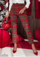 din material textil Pantaloni w kratę Naughty List roșii