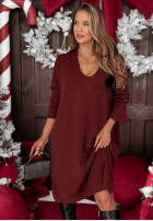 Dzianinowa Rochie oversize Peaceful Hues burgundowa