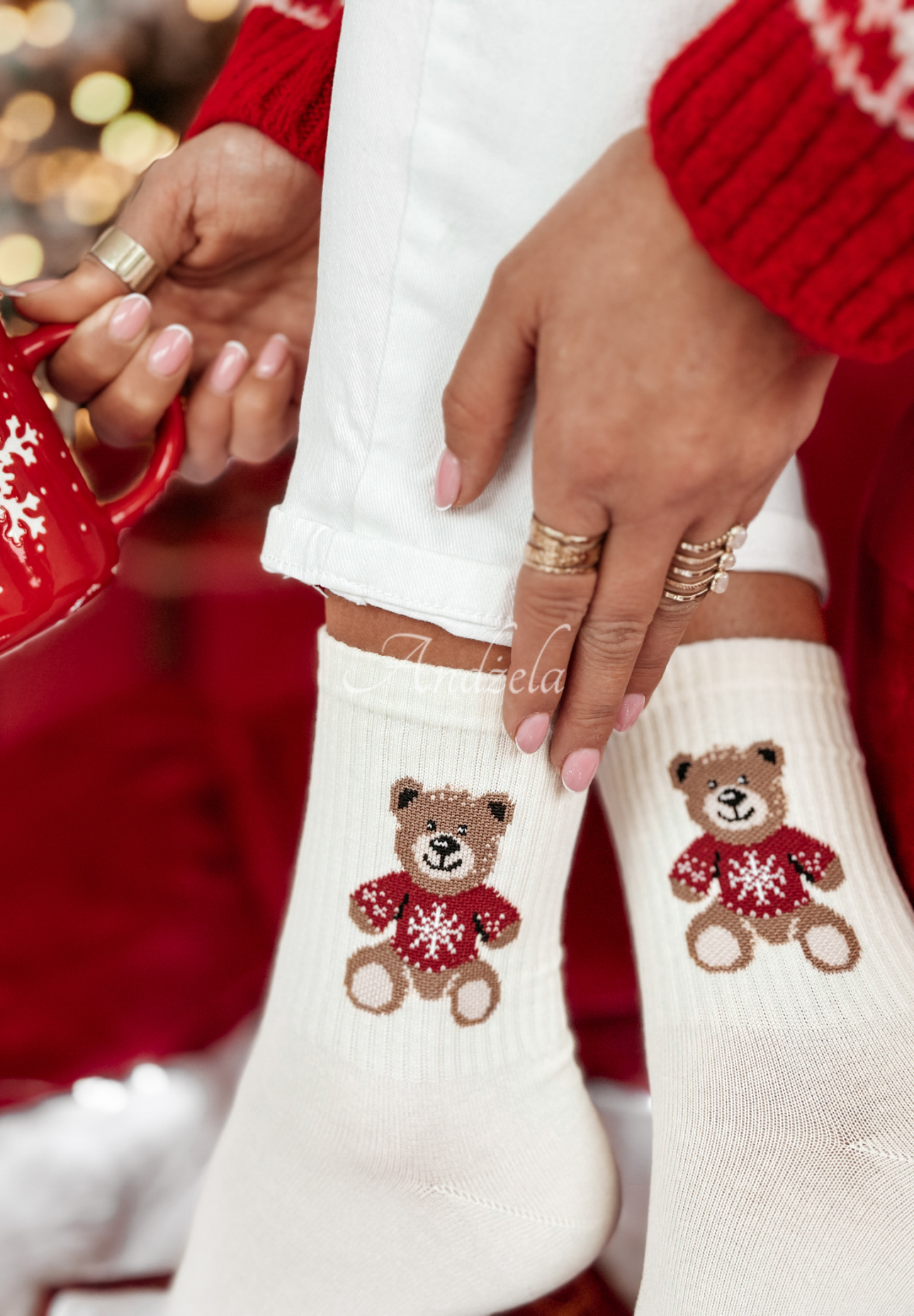 Șosete de Crăciun Christmas Teddy ecru