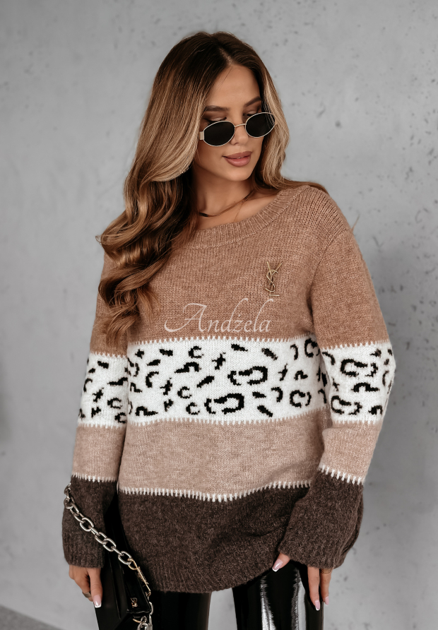 Pulover cu imprimeu leopard Tissy