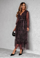 Rochie maxi cu model tip panteră My Attitude burgundowa