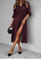 Rochie w zebrę That's The Point burgundowo-negru