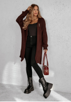 Cardigan lung tricotat Bueno burgundowy