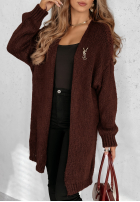 Cardigan lung tricotat Bueno burgundowy