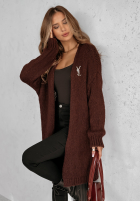 Cardigan lung tricotat Bueno burgundowy