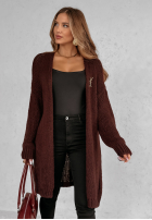 Cardigan lung tricotat Bueno burgundowy