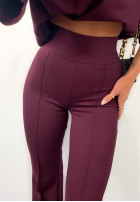 Pantaloni dresowe dzwony La Milla Minimalist Mode burgundowe