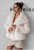 Krótki Palton  futerko Bear Elegance ecru