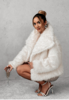 Krótki Palton  futerko Bear Elegance ecru