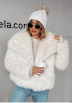 Krótki Palton  futerko Bear Elegance ecru