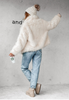 Krótki Palton  futerko Bear Elegance ecru