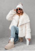 Krótki Palton  futerko Bear Elegance ecru