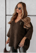 Pulover oversize Cocomore Dreamy Escape ciocolatiu