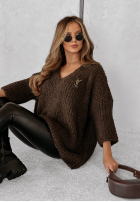 Pulover oversize Cocomore Dreamy Escape ciocolatiu