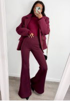 Pantaloni dresowe dzwony La Milla Minimalist Mode burgundowe