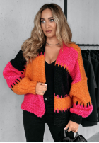 Krótki Cardigan oversize Seriously Prett pomarańczowo-roz