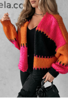 Krótki Cardigan oversize Seriously Prett pomarańczowo-roz