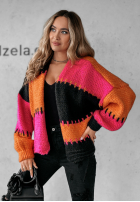 Krótki Cardigan oversize Seriously Prett pomarańczowo-roz