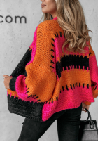 Krótki Cardigan oversize Seriously Prett pomarańczowo-roz