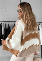 Krótki Cardigan oversize Seriously Pretty beżowo-camel