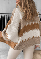 Krótki Cardigan oversize Seriously Pretty beżowo-camel