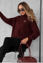 Pulover oversize z golfem Fuller burgundowy