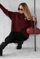 Pulover oversize z golfem Fuller burgundowy