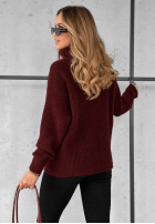 Pulover oversize z golfem Fuller burgundowy