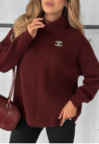 Pulover oversize z golfem Fuller burgundowy