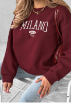 Hanorac oversize z napisem Milano Amore burgundowa