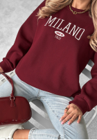 Hanorac oversize z napisem Milano Amore burgundowa