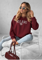 Hanorac oversize z napisem Milano Amore burgundowa