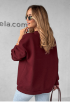 Hanorac oversize z napisem Milano Amore burgundowa